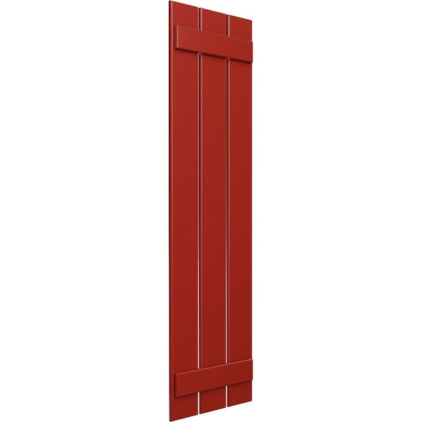 True Fit PVC Three Board Spaced Board-n-Batten Shutters, Fire Red , 17 1/8W X 61H